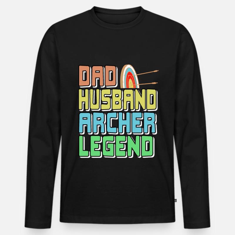 Dad Husband Archer Legend - Männer Premium Bio Langarmshirt - Schwarz