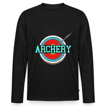 Tir à l’arc Sagittaire - T-shirt manches longues Premium bio Homme - noir - Devant - Nico (187cm)
