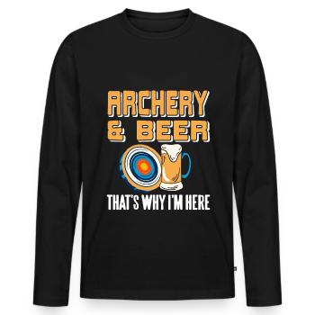 Archery & beer thats why im here - Men's Premium Organic Long Sleeve Shirt - black - Front - Nico (187cm)
