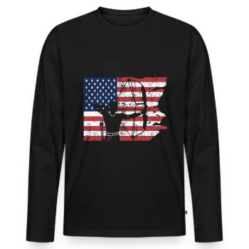 Sports de tir à l’arc aux États-Unis - T-shirt manches longues Premium bio Homme - noir - Devant - Nico (187cm)