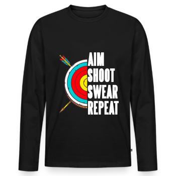 Viser Tir Jurer Répéter - T-shirt manches longues Premium bio Homme - noir - Devant - Nico (187cm)