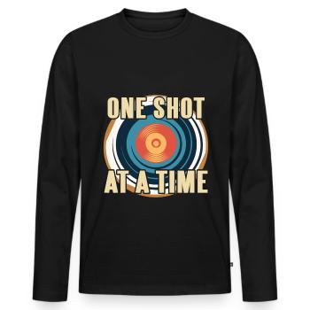 Sagittaire - Un coup à la fois - T-shirt manches longues Premium bio Homme - noir - Devant - Nico (187cm)