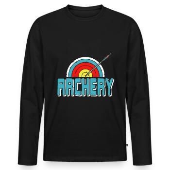Archery with arrow and target - Men's Premium Organic Long Sleeve Shirt - black - Front - Nico (187cm)