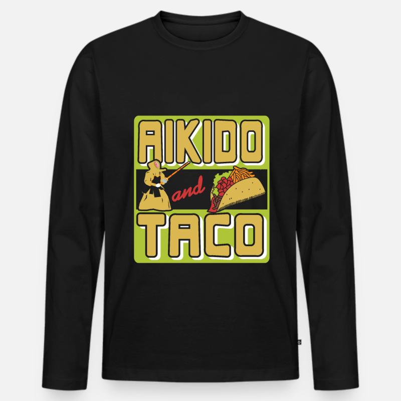 Aikido and Taco - Männer Premium Bio Langarmshirt - Schwarz
