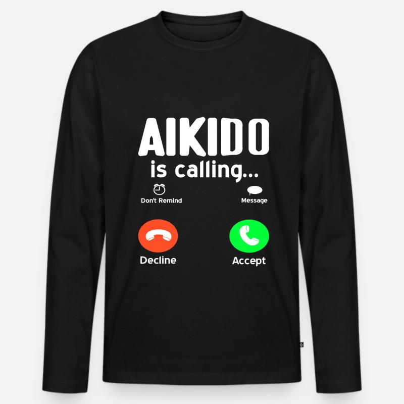 Aikido is calling - Männer Premium Bio Langarmshirt - Schwarz