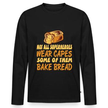 Not all superheroes wear bake bread - Men's Premium Organic Long Sleeve Shirt - black - Front - Nico (187cm)