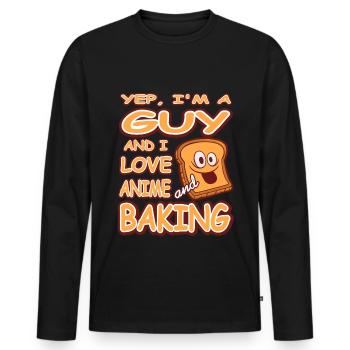 Yep im a guy and i love anime and Baking - Männer Premium Bio Langarmshirt - Schwarz - Vorne - Nico (187cm)