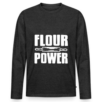 Puissance de la farine - T-shirt manches longues Premium bio Homme - anthracite chiné - Devant - Nico (187cm)