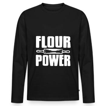 Puissance de la farine - T-shirt manches longues Premium bio Homme - noir - Devant - Nico (187cm)