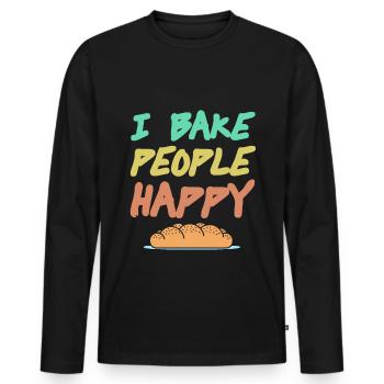 I bake People Happy - Männer Premium Bio Langarmshirt - Schwarz - Vorne - Nico (187cm)