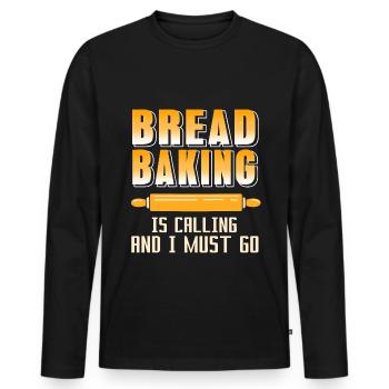 Bread Baking is calling and i must go - Men's Premium Organic Long Sleeve Shirt - black - Front - Nico (187cm)