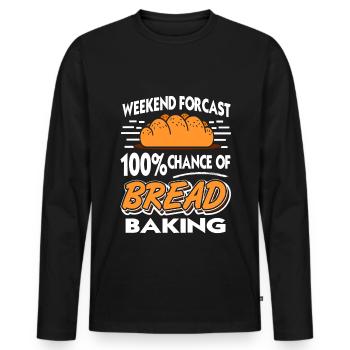 Weekind forcast 100% chance of Bread Baking - Men's Premium Organic Long Sleeve Shirt - black - Front - Nico (187cm)