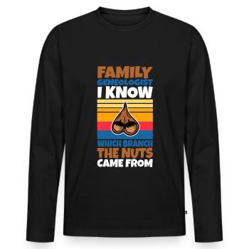 Family genealogist i know which branch the nuts - Männer Premium Bio Langarmshirt - Schwarz - Vorne - Nico (187cm)