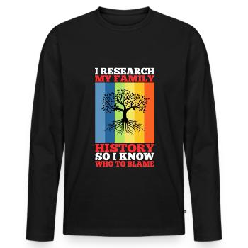 I research my family history - Men's Premium Organic Long Sleeve Shirt - black - Front - Nico (187cm)