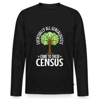 Finalement, tous les généalogistes viennent à leur recensement - T-shirt manches longues Premium bio Homme - noir - Devant - Nico (187cm)
