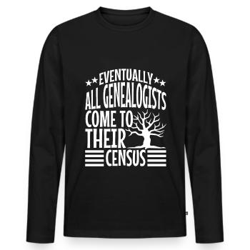 Finalement, tous les généalogistes viennent à leur recensement - T-shirt manches longues Premium bio Homme - noir - Devant - Nico (187cm)