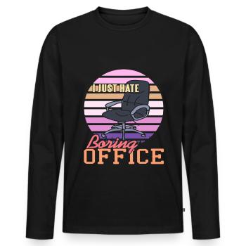 Je déteste Boring Office - T-shirt manches longues Premium bio Homme - noir - Devant - Nico (187cm)