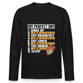 Akkordeon - My perfect day - Männer Premium Bio Langarmshirt - Schwarz - Vorne - Nico (187cm)