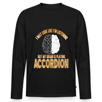 Je peux écouter le cerveau joue de l’accordéon - T-shirt manches longues Premium bio Homme - noir - Devant - Nico (187cm)
