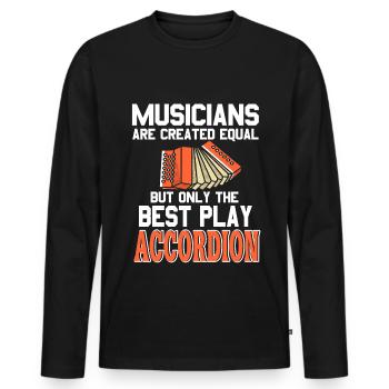 Musicians are creates equal play Accordion - Männer Premium Bio Langarmshirt - Schwarz - Vorne - Nico (187cm)