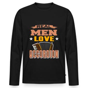 Real men love Accordion - Männer Premium Bio Langarmshirt - Schwarz - Vorne - Nico (187cm)