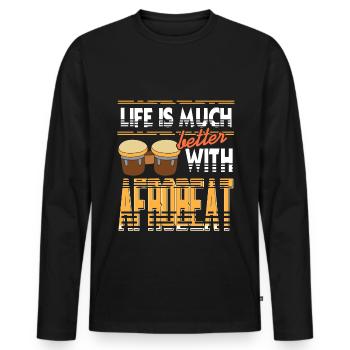 La vie est bien meilleure avec l’Afrobeat - T-shirt manches longues Premium bio Homme - noir - Devant - Nico (187cm)