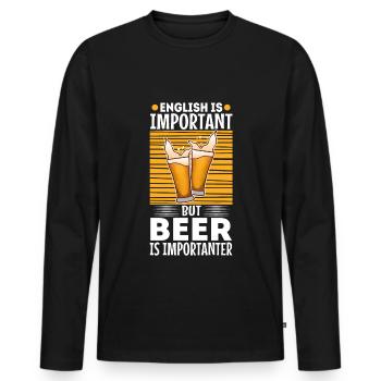 English is important but beer is importanter - Männer Premium Bio Langarmshirt - Schwarz - Vorne - Nico (187cm)