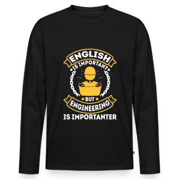 English is important but engineering is - Men's Premium Organic Long Sleeve Shirt - black - Front - Nico (187cm)