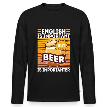 English is important but beer is importanter - Männer Premium Bio Langarmshirt - Schwarz - Vorne - Nico (187cm)