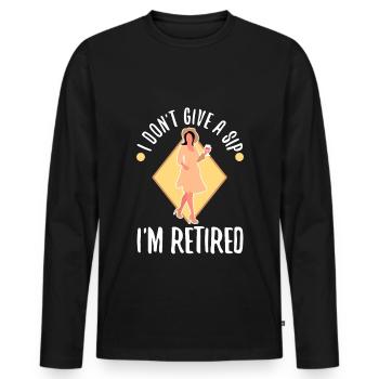 I don't give a sip i'm retired - Männer Premium Bio Langarmshirt - Schwarz - Vorne - Nico (187cm)