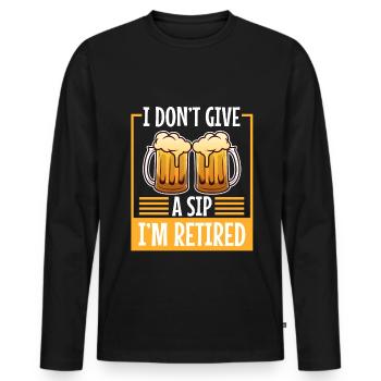 I don't give a sip i'm retired - Männer Premium Bio Langarmshirt - Schwarz - Vorne - Nico (187cm)