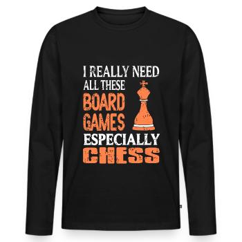 J’ai vraiment besoin de tous ces jeux de société en particulier - T-shirt manches longues Premium bio Homme - noir - Devant - Nico (187cm)