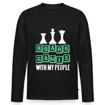 Jeux de société avec mon peuple - T-shirt manches longues Premium bio Homme - noir - Devant - Nico (187cm)
