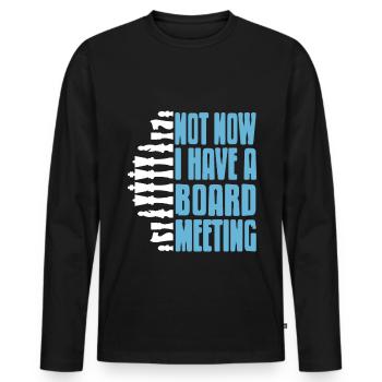 Pas maintenant j’ai une réunion du conseil d’administration - T-shirt manches longues Premium bio Homme - noir - Devant - Nico (187cm)