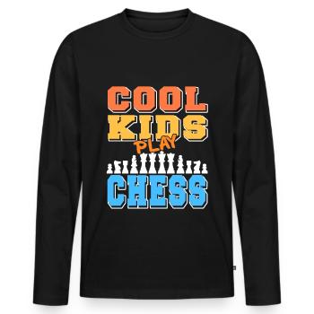 Cool kids play Chess - Männer Premium Bio Langarmshirt - Schwarz - Vorne - Nico (187cm)