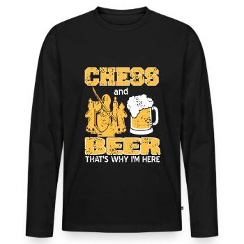 Chess and Beer thats why im here - Men's Premium Organic Long Sleeve Shirt - black - Front - Nico (187cm)