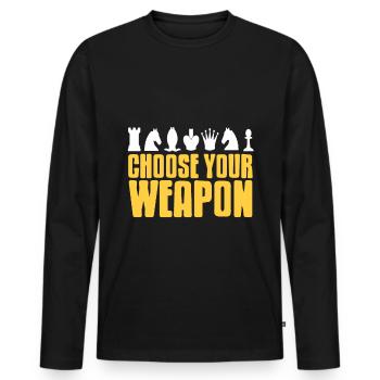 Choose your weapon - Männer Premium Bio Langarmshirt - Schwarz - Vorne - Nico (187cm)