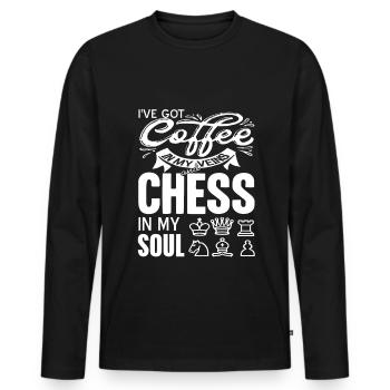 Ive got coffee in my veins and chess in my soul - Men's Premium Organic Long Sleeve Shirt - black - Front - Nico (187cm)