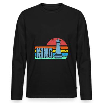 Chess - King - Men's Premium Organic Long Sleeve Shirt - black - Front - Nico (187cm)