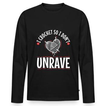 I crochet so I don't unravel - Men's Premium Organic Long Sleeve Shirt - black - Front - Nico (187cm)