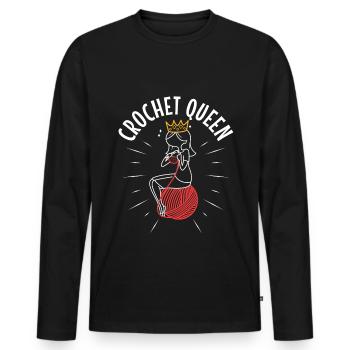 Crochet queen - Men's Premium Organic Long Sleeve Shirt - black - Front - Nico (187cm)
