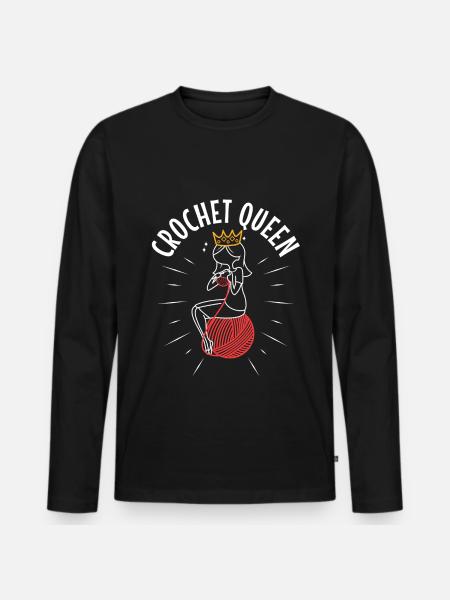 Crochet queen - Men's Premium Organic Long Sleeve Shirt - black