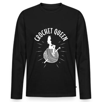 Crochet queen - Men's Premium Organic Long Sleeve Shirt - black - Front - Nico (187cm)