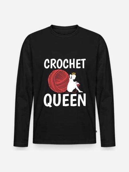 crochet queen - Men's Premium Organic Long Sleeve Shirt - black