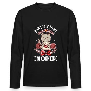 Ne me parlez pas, je compte - T-shirt manches longues Premium bio Homme - noir - Devant - Nico (187cm)