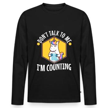 Don't Talk To Me I'm Counting - Männer Premium Bio Langarmshirt - Schwarz - Vorne - Nico (187cm)