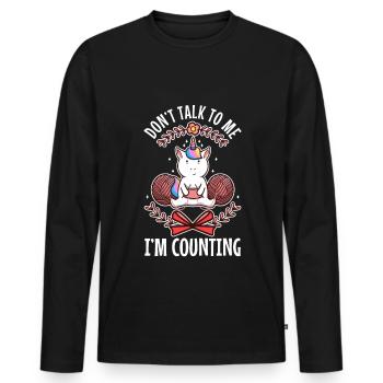 Ne me parlez pas, je compte - T-shirt manches longues Premium bio Homme - noir - Devant - Nico (187cm)
