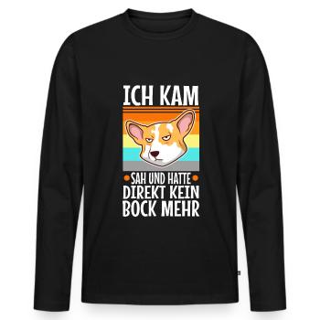 Ich kam sah und hatte direkt keinen bock mehr - Männer Premium Bio Langarmshirt - Schwarz - Vorne - Nico (187cm)