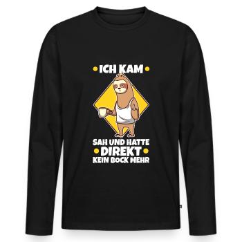 Ich kam sah und hatte direkt keinen bock mehr - Männer Premium Bio Langarmshirt - Schwarz - Vorne - Nico (187cm)