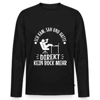 Ich kam sah und hatte direkt keinen bock mehr - Männer Premium Bio Langarmshirt - Schwarz - Vorne - Nico (187cm)